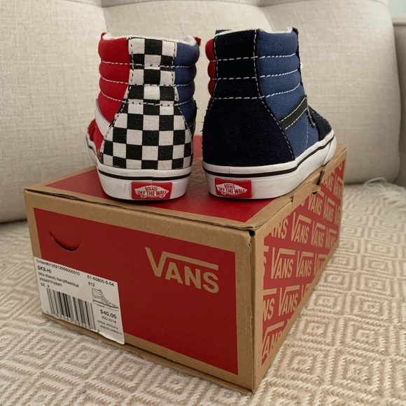 Sk8-HI Vans Navy/Red/Checker - Picture 1 of 4